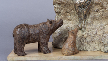 PREHISTOIRE avec socle en bronze, nouvelle sculpture animalière bronze  ours de Sophie Verger!