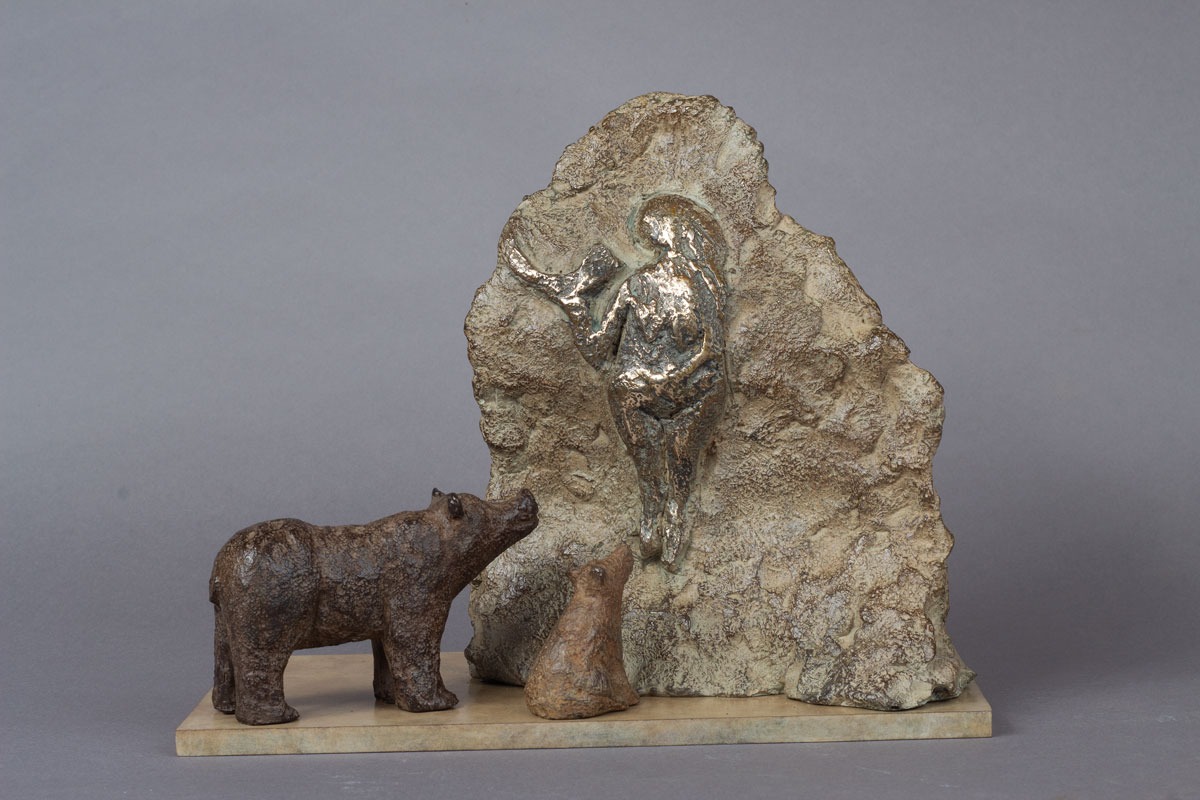 PREHISTOIRE avec socle en bronze, nouvelle sculpture animalière bronze  ours de Sophie Verger!